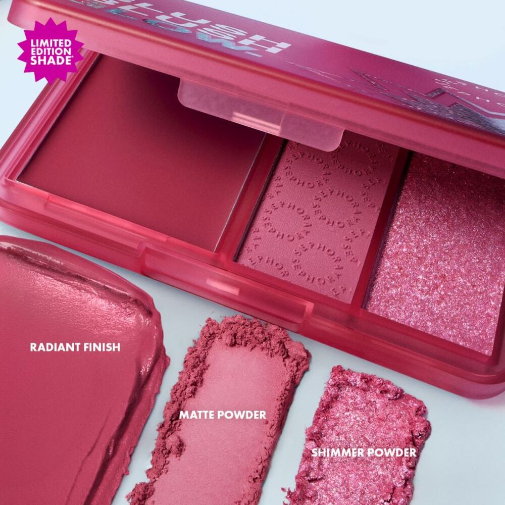BLUSH BLUSH GLOW (SET DE RUBORES, ILUMINADOR Y BROCHA DOBLE)